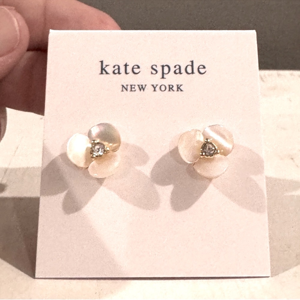 Kate Spade New York Floral earrings with pearl back! Original backs included NWT